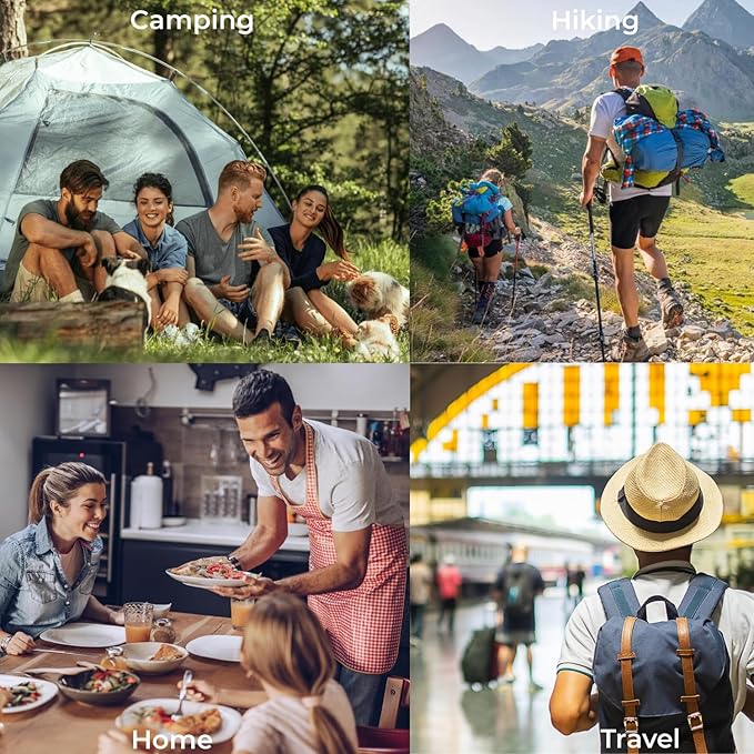 Titanium Camping Utensils Spoon Fork Knife Set Lightweight Camping Cutlery, Travel Utensil Cutlery Set Travel Silverware Set with Carrying Bag and Carabiner for Backpacking Hiking