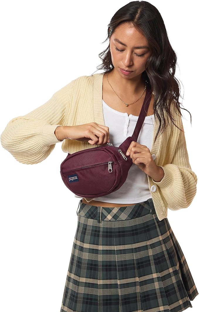 JanSport Fifth Avenue Fanny Pack Crossbody Bags for Women, Men - Stylish, Durable Waist Bag with Adjustable Belt, Main Zippered Pocket, Quick Stash Pocket - Travel Essentials - Black