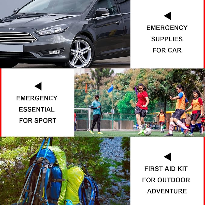 276PCS Small Travel First Aid Kit Supplies for Business, First Aid Emergency Set Backpacking Essentials Items Trauma Survival Kits for Outdoor Adventure, Black AMORNING