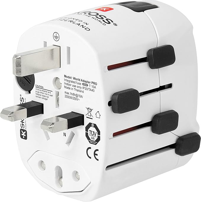 Skross PRO World Travel Adapter With Ground Plugs