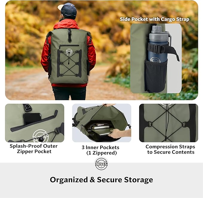 STOVER 5/10/25/30/40/55L Waterproof Backpack- Floating Dry Bag for Kayaking, Travel, Beach, Hiking, & Camping, Men/Women