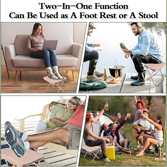 Baiao Camping Stool, Portable Folding Stool with Carry Bag, 13Inch Aluminum Alloy Bracket, 1.5lbs Lightweight, for Travel, Hiking, BBQ, Fishing, Beach(Khaki)