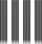 Rebar Stakes 16 Inch 20 Pack Heavy Duty Ground Anchors with Chisel Point End Long Straight Steel Tent Stakes 3/8" Thickness Metal Spikes Black Coated for Concrete Timber Camping Garden Plant