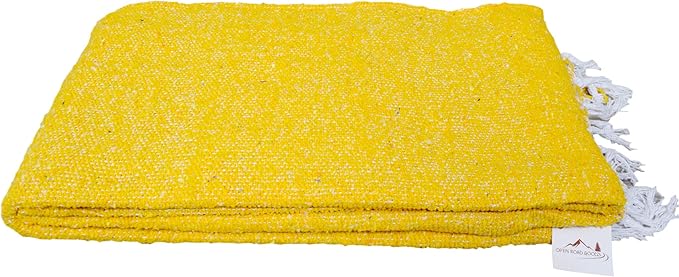 Open Road Goods Solid Color Mexican Yoga Blanket – Large Handwoven Throw for Yoga, Beach, Camping or Home – Soft and Durable Cotton Blend