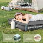 Self Inflating Camping Sleeping Pad, 4" Ultra-Thick Memory Foam Camping Air Mattress Pad with Built-in Electric Pump, 9.5 R-Value Insulated Sleeping Bag Mat Pads for Car Travel Tent Cot