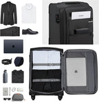 Hanke 20/24/28 Inch 3 Piece Luggage Set with Spinner Wheels Expandable Luggage Large Suitcases with Wheels Softside Checked Luggage Rolling Suitcase with Lock Lightweight Travel Luggage.(Dark Gray)