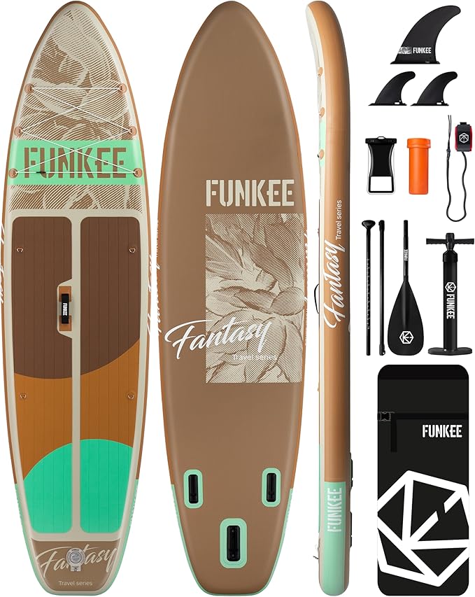 11’×34"×6" Extra Wide Inflatable Stand Up Paddle Board, Sup Board with Removable Fins, Backpack, Floating Paddle, Safety Leash, Floating Phone Case for Adults & Youth of All Skill Levels