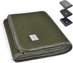 Military Style Wool Blanket – Cushioned, Breathable, Durable, Warm & Washable – Double-Stitched Border– Great for Camping, Outdoor, First Aid, Travel, Car, Fire-Resistant – 64"x90" 4.5lb (Olive Green)