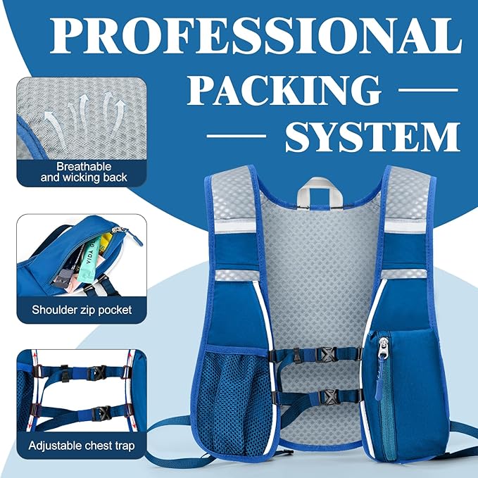 Hydration Backpack with 2L Water Bladder Bag, Lightweight and Breathable Running Vest for Men, Adjustable Chest Straps Water Pack for Cycling Hiking Climbing Outdoor