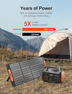 Portable Power Station 600W 655Wh, 11 Ports Camping Power Bank for Outdoors Home, Solar Powered Generator LED Lithium Battery Backup with AC Outlet USB-C