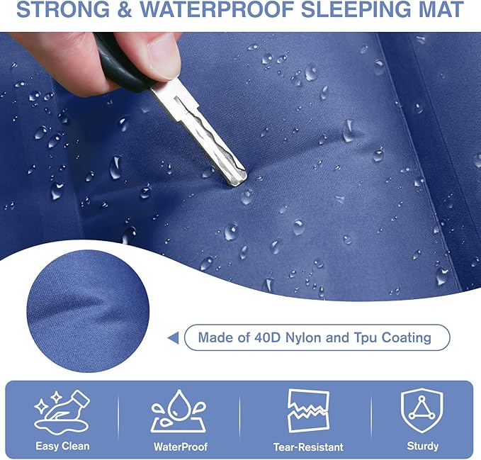 Sleeping Pad for Camping, 5" Extra-Thick Camping Mat with Pillow Built-in Foot Pump, Ultralight Inflatable Sleeping Mat for Camping, Backpacking, Hiking, Camp Tent