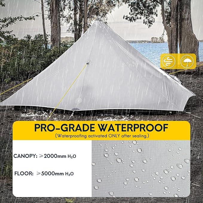 LANSHAN Ultralight Tent 3-Season Backpacking Tent for 1-Person or 2-Person Camping, Trekking, Kayaking, Climbing, Hiking