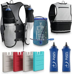 TakaFiTrail Running Hydration Vest Men - Breathable Trail Running Hydration Vest w/ 2 Water Bottles, Bladder Pouch, Ice Pack for Runners - Reflective Marathon Gear Jogging Backpack for Hiking