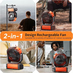 Camping LED Fan with Light, 20000mAh Rechargeable Battery Powered Outdoor Tent Fan with Light and Hook, 8 Speed, Personal USB Desk Fan for Camping, Fishing, Power Outage,Hurricane, Worksite