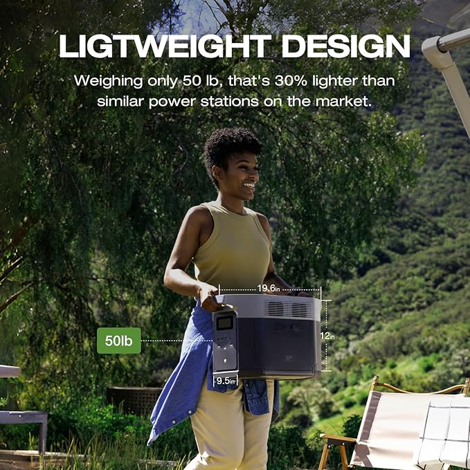 EF ECOFLOW Portable Power Station DELTA 2 Max, 2400W LFP Solar Generator, Full Charge in 1 Hr, 2048Wh Solar Powered Generator for Home Backup(Solar Panel Optional)