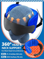 SARISUN Airplane Pillow Combo with Chin Strap, Travel Pillows for Airplanes with Sleep Eye Mask, Plane Pillow for Long Flights, Car Road Trip, 360° Headrest, Stop Bobblehead, Black