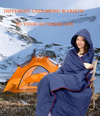 Outdoor Puffy Camping Blanket, Lightweight Down Alternative Puffy Waterproof Stadium Blanket with Portable Bag, Lightweight Camping Blanket for 2 People, Cold Weather, Sports, Travel, Car, 79*54 inch