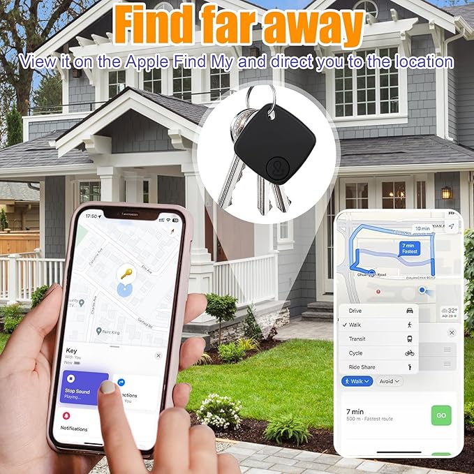 Tracker Tags-4 Pack, Bluetooth Tracker Work with Find My (iOS Only), Smart Trakcer Tag Key Finder and Item Locator with Lanyard, Tracker Tag for Keys, Luggage Replaceable Battery