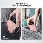 Power Bank 10000mAh Portable Charger with 4 Built-in Cables, Type-C in & Out Phone Charger, External Battery Charger Pack & Travel Essential for iPhone 16/15/14, Samsung, iPad, Android