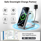 3 in 1 Charging Station, Compatible with MagSafe Charger, Qi2 Certified 15W Foldable & Travel Magnetic Wireless Charger for iPhone 17/16/15/14/13/12, Apple Watch,AirPods (20W Adapter)