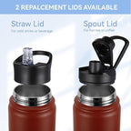 HASLE OUTFITTERS Insulated Water Bottle 22 oz Double Wall Stainless Steel Water Bottle Wide Mouth with Straw Lid & Spout Lid Keeps Cold or Hot(Ruby Purple Gradient,1)