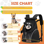 WOYYHO Pet Dog Carrier Backpack with Top and Side Windows, Small Dog Front Backpack Ventilated Mesh Dog Back Pack with Safety Belt for Travel Hiking Outdoor Adventures (Size L: 10-14 lbs, Black 2.0)