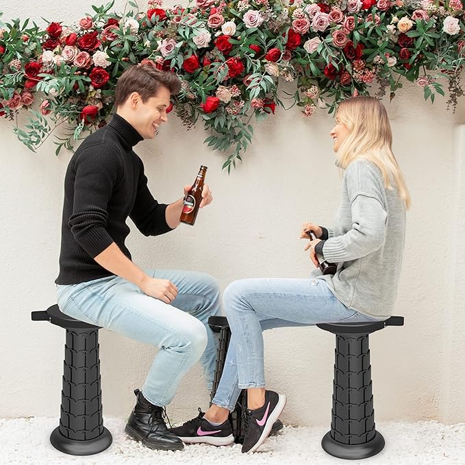 2025 Upgraded XXL Collapsible Stool with Cushion 20.4", 200Kg Max Weight, Wider & Taller Pop Up Seat, Heavy Duty Portable Retractable Folding Stool or Travel Foot Rest, Gift for Camping & Outdoors