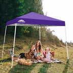 EAGLE PEAK 10x10 Slant Leg Pop-up Canopy Tent Easy One Person Setup Instant Outdoor Beach Canopy Folding Portable Sports Shelter 10x10 Base 8x8 Top (Purple)