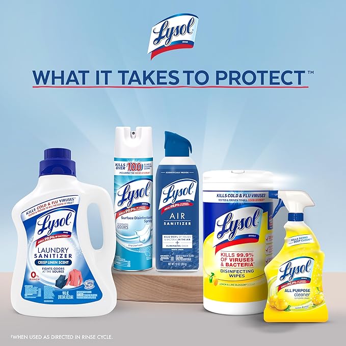 Lysol Disinfectant Laundry Sanitizer & Scent Booster, Laundry Detergent Additive, Color Safe Bleach Alternative, Laundry Odor Eliminator, Kills Bacteria & Viruses, Crisp Linen Scent, 41 Fl Oz Liquid