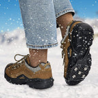 Syhood 2 Pairs Non Slip Gripper Spikes Ice Cleats Snow Traction Cleats Crampons for Women Men Walking Running on Snow Ice