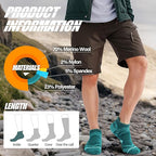 ANTSANG 6 Pairs Merino Wool Ankle Hiking Running Socks Compression Thick Cushion Breathable No Show Socks for Men Women