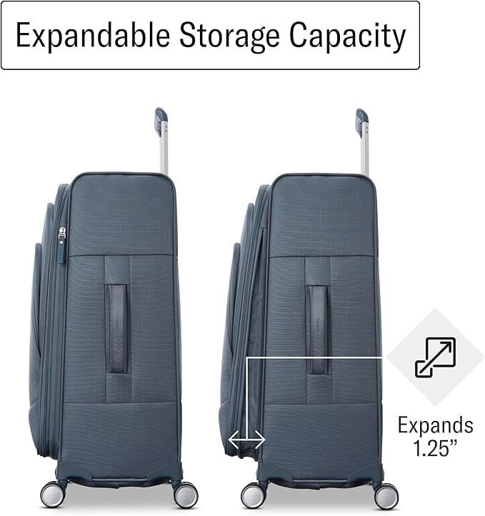 Samsonite UpLIFT Lightweight Large Checked Softside Luggage with Spinner Wheels - Expandable - Airline-Approved, Polyester Soft Suitcase for Ultra Light Travel - Elemental Blue