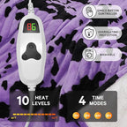 Cow Print Heated Electric Blanket Twin Size,62X84 Purple Heating Blanket with 10 Heats Levels & 8 Hours Auto Off,Highland Cow Fleece Sherpa Blankets Warmer Gifts for Women Adults Couch,Washable,ETL