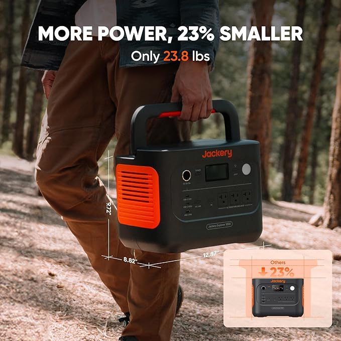 Jackery Explorer 1000 v2 Portable Power Station and Carrying Bag, 1070Wh LiFePO4 Battery,1500W AC/100W USB-C Output, 1 Hr Fast Charge, Solar Generator for for Outdoor, Camping