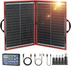 DOKIO 100W Portable Foldable Solar Panel Kit (19x26in, 5.3lb), with Separate Controller and Dual USB, Monocrystalline Charger for 12V Batteries & Power Stations, RV Camping Trailer Emergency Backup