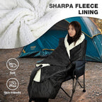 REDCAMP Large Warm Camping Blanket with Sherpa Lining, Cold Weather Warm Outdoor Blanket Waterproof and Windproof for Camping Stadium, Machine Washable 59"x79" White