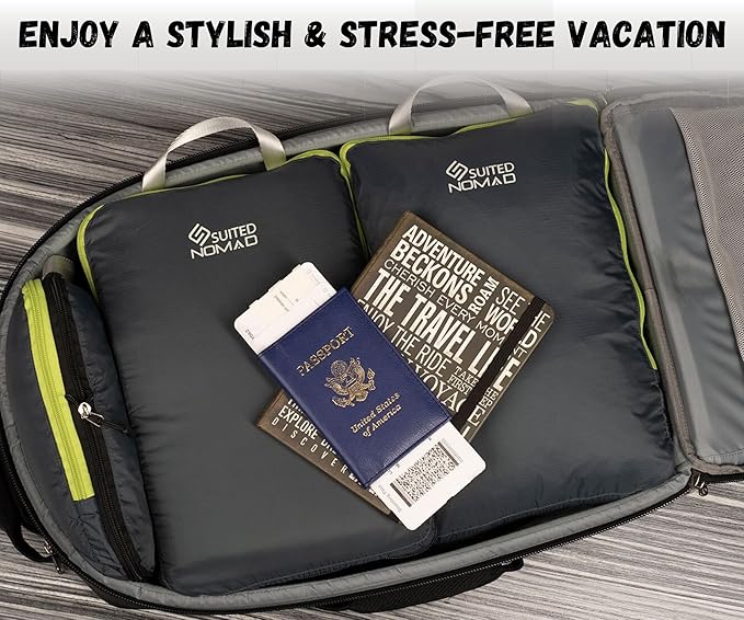 6 Set/3 Set Ultralight Compression Packing Cubes, Suitcase and Backpack Travel Organizer Bags (Shadow Gray, 3Piece)