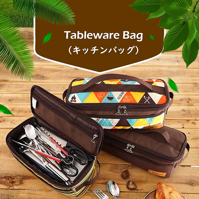 TRIWONDER Camping Travel Cookware Organizer Bag Cooking Utensils Storge Portable Pouch for Outdoor Barbecue Camping Cooking Spoon Chopsticks Organizing