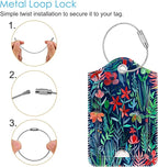 Fintie Luggage Tags, Privacy Cover ID Label with Stainless Steel Loop and Address Card for Travel Bag Suitcase - Jungle Night (2 Piece)