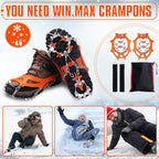 WIN.MAX Crampons for Shoes, Traction Cleats Ice Snow Grips with 19 Stainless Steel Spikes, Shoe Talons Anti - Slip Boots Spikes for Walking, Jogging, Climbing and Hiking