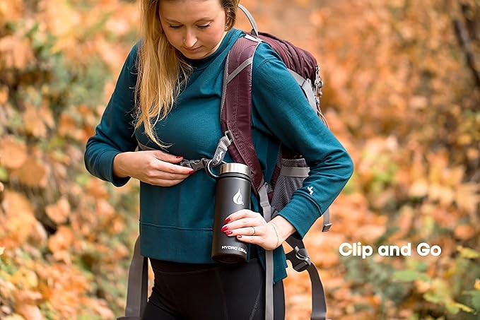 HYDRO CELL Stainless Steel Insulated Water Bottle with Straw - For Cold & Hot Drinks - Metal Vacuum Flask with Screw Cap and Modern Leakproof Sport Thermos for Adults (Black 18oz)