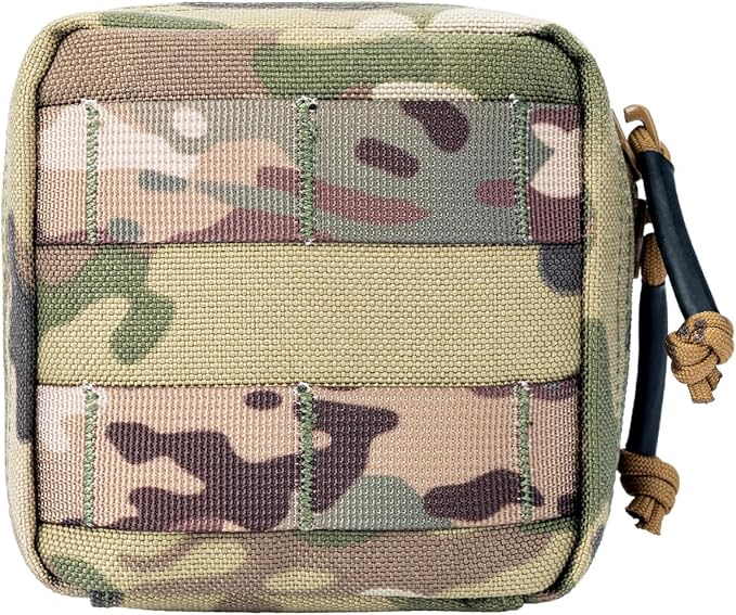 Small MED Kits Holder Duty Belt Gloves Pouch MOLLE Tactical Vest Nasal Spray Case Compact IFAK Carrier Backpack Wallet Cards Knife Gadgets Mini EDC Organizer Bag w/Removeable Clear ID Pocket