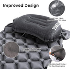 TOBTOS Ultralight Camping Pillow - Inflatable, Ergonomic Neck & Lumbar Support, Blow Up Air Pillow for Travel, Hiking, Outdoor (Black), 17x12