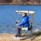 PLKO Camping Chairs with Canopy, Portable Quad Lawn Chair for Adults, Folding Recliner Chair with Cup Holder Outdoor Events and Shade- Support 330 LBS