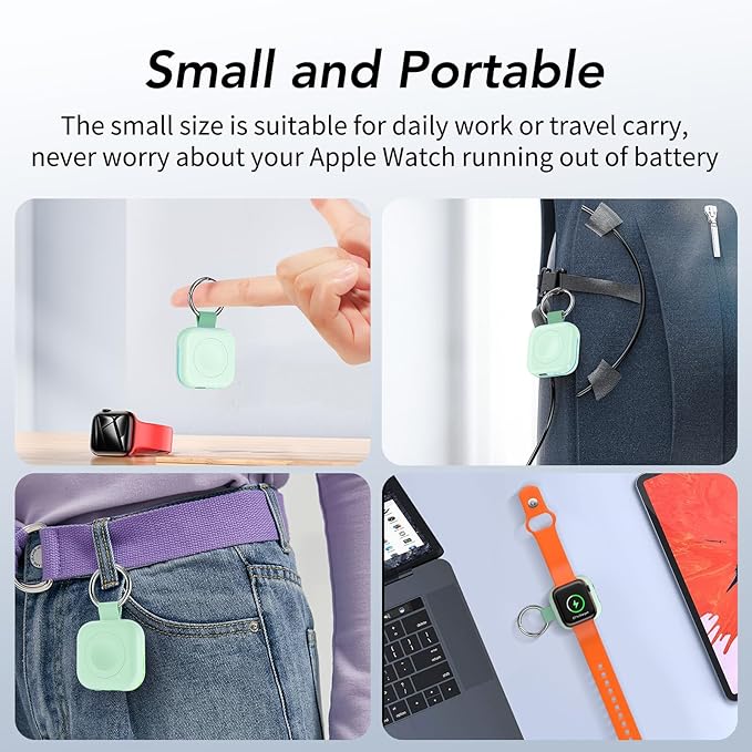 HUOTO for Portable Apple Watch Charger, Mini Purse Keychain 1200mAh iWatch Charger Power Bank Wireless Battery Pack Travel Smart Watch Chargers for Apple Watch Series 11 10 9 8 7 6 5 4 3 2 SE Ultra 2