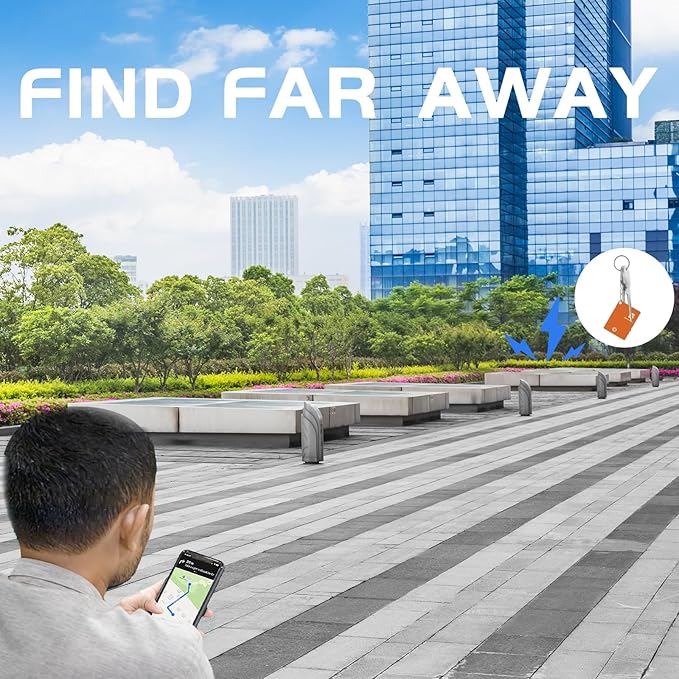 Keys Tracker Wallet Finder Card IP68 Luggage Purse Item Tracker Works with Apple Find My APP & Network with Recharge Clip (iOS Only) Orange