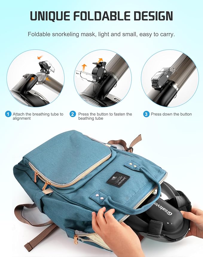 Greatever Full Face Snorkel Mask, Snorkeling Gear for Adults with Latest Dry Top Breathing System and Detachable Camera Mount, Foldable Snorkel Mask Adult, Snorkels Anti-Fog & Anti-Leak