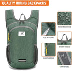 SKYSPER 10L Hiking Backpack, Foldable & Packable Lightweight Daypack for Travel, Collapsible Small Compact Hiking Backpack for Women & Men, Green