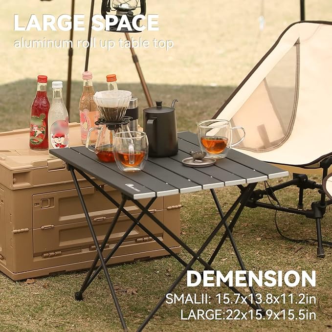 MOON LENCE Folding Beach Table, Small Folding Table, Outdoor Ultralight Aluminum Camping Table, Portable Compact Backpacking, Travel Table for Beach, Picnics, Cooking, Hiking