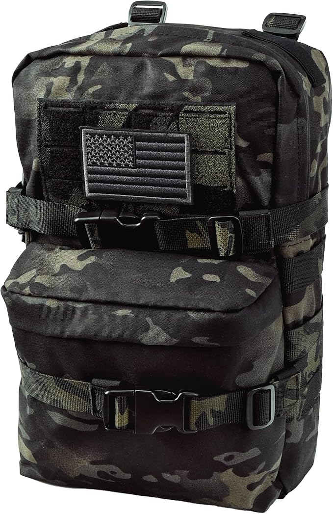 Tactical Mini Molle Hydration Pack,Molle Hydration Carrier with US Flag Water Resistant,Hydropack for Tactical Vest Backpack